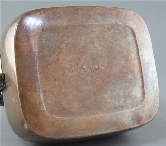 A large Chinese copper alloy hand warmer, 17th / 18th century, width 27cm